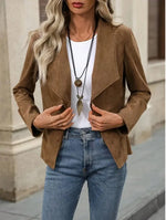 Blazer Suede-Look Cropped Waterfall Collar