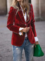 Blazer Velvet Tailored Fit Gold Buttons Lined Inside