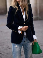 Blazer Velvet Tailored Fit Gold Buttons Lined Inside