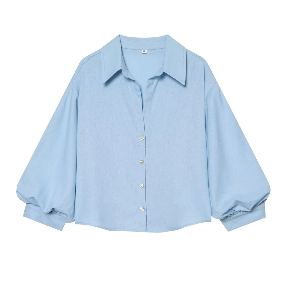Blouse Oversized Fit Balloon Sleeves Button-Front