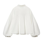 Blouse Oversized Fit Balloon Sleeves Button-Front Design