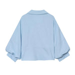 Blouse Oversized Fit Balloon Sleeves Button-Front Design