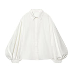 Blouse Oversized Fit Balloon Sleeves Button-Front Design