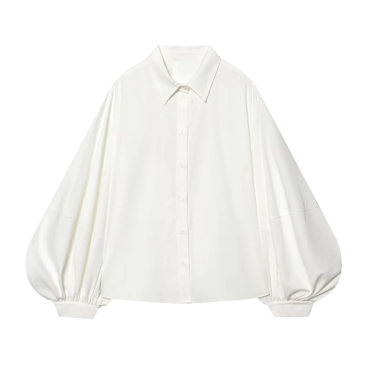Blouse Oversized Fit Balloon Sleeves Button-Front Design