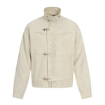 Blouson Jacket Suede-Look Cropped Toggle Closure