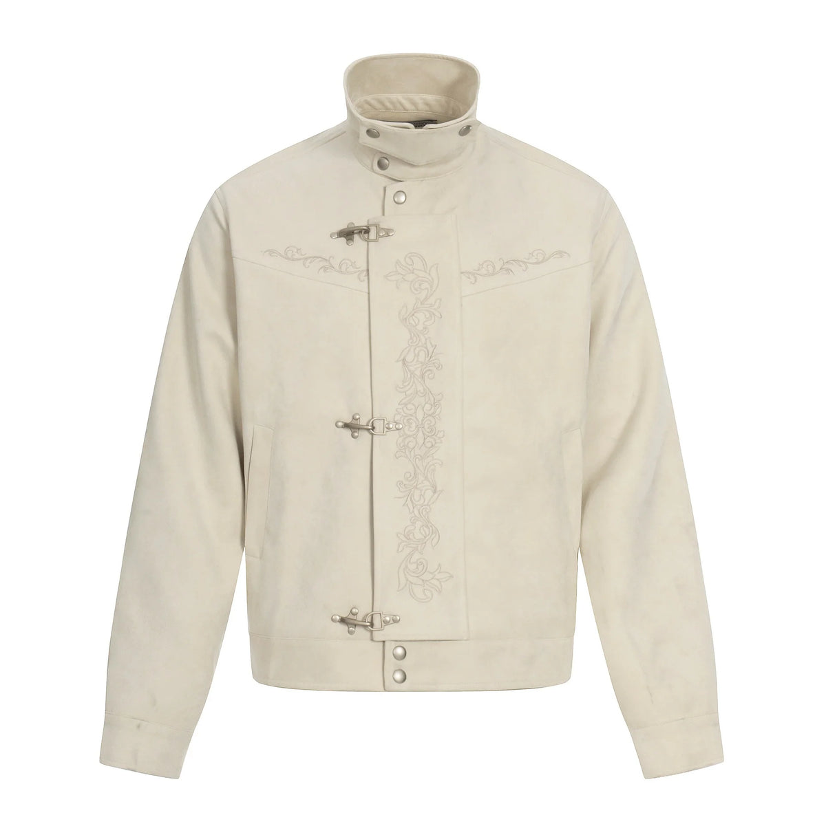 Blouson Jacket Suede-Look Cropped Toggle Closure