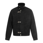 Blouson Jacket Suede-Look Cropped Toggle Closure