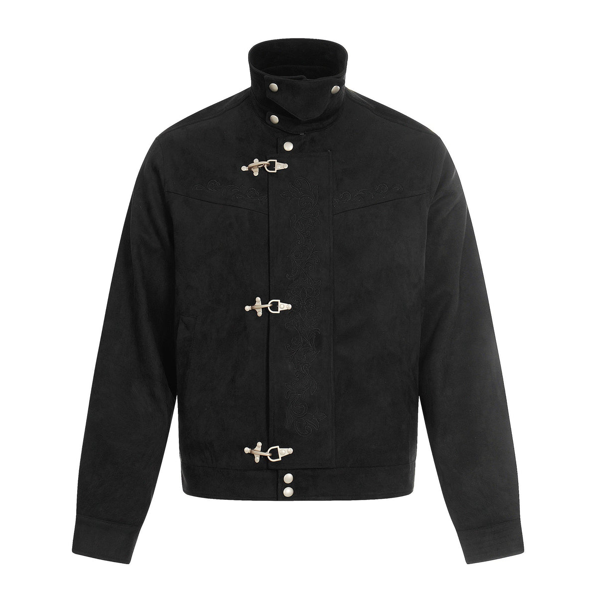 Blouson Jacket Suede-Look Cropped Toggle Closure
