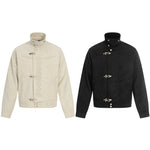 Blouson Jacket Suede-Look Cropped Toggle Closure