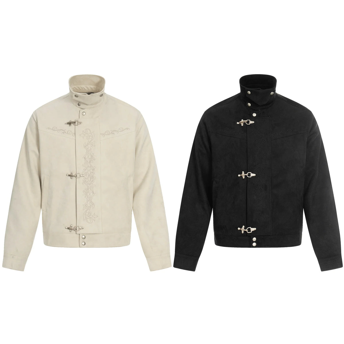 Blouson Jacket Suede-Look Cropped Toggle Closure