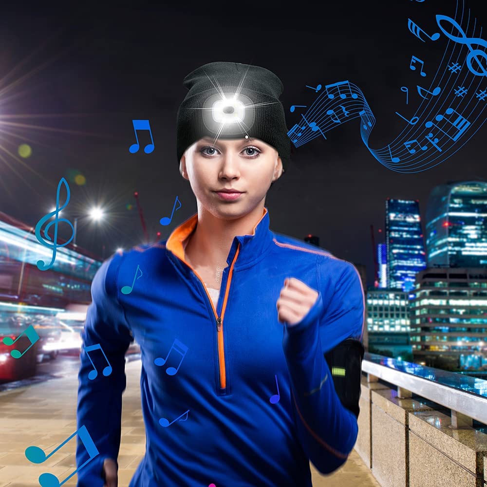 Bluetooth Beanie Built-In Headphones & Detachable LED