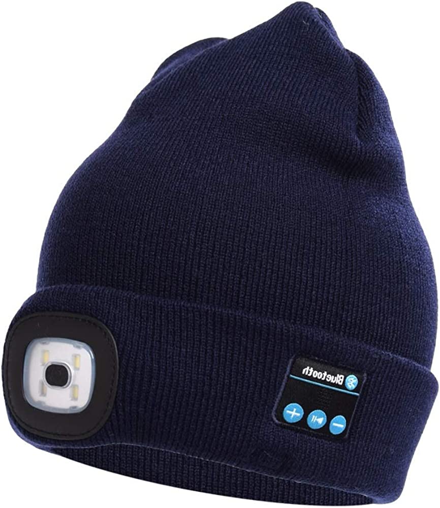 Bluetooth Beanie Built-In Headphones & Detachable LED