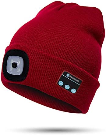 Bluetooth Beanie Built-In Headphones & Detachable LED
