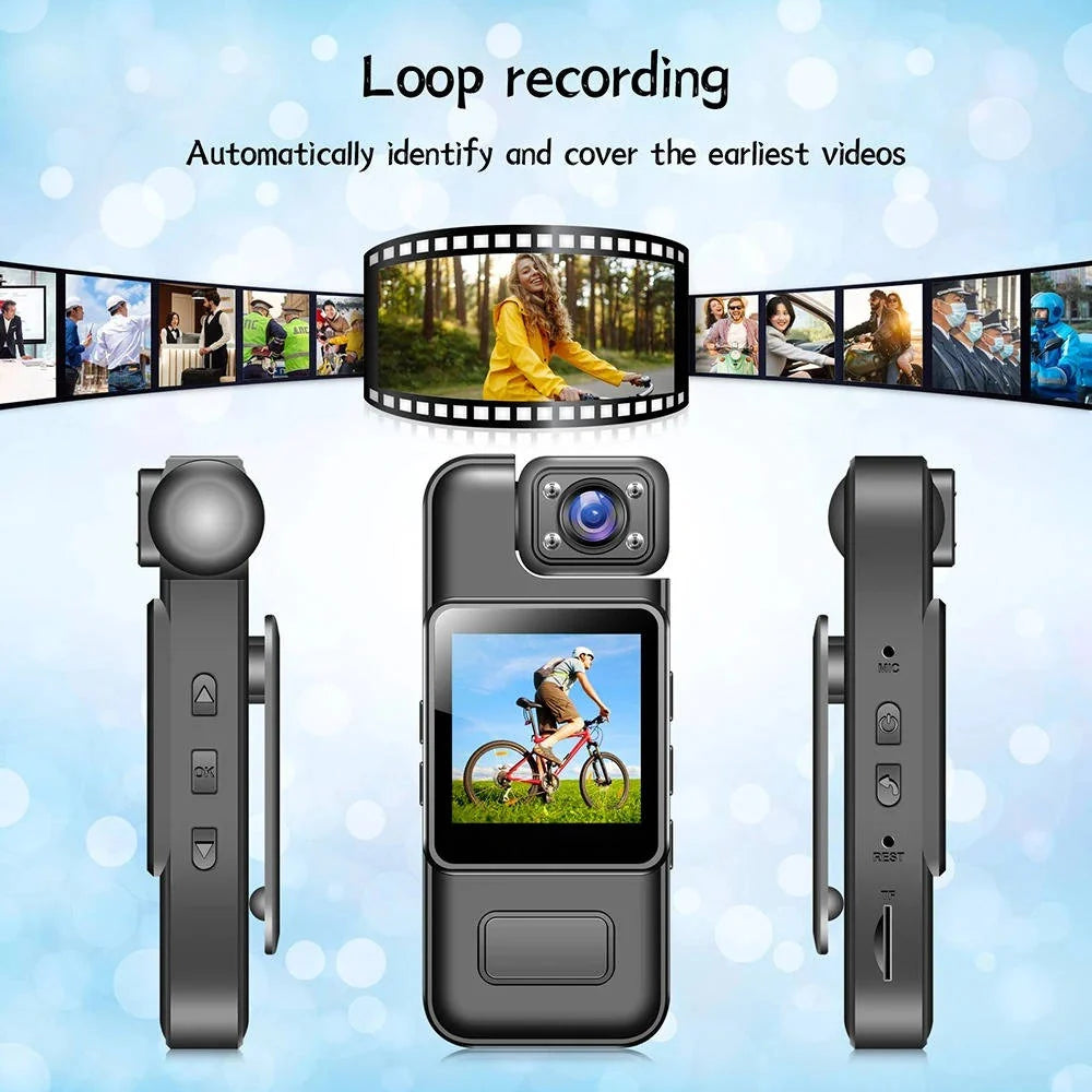 Body Camera 4K 180° Rotating Lens Infrared Night Vision