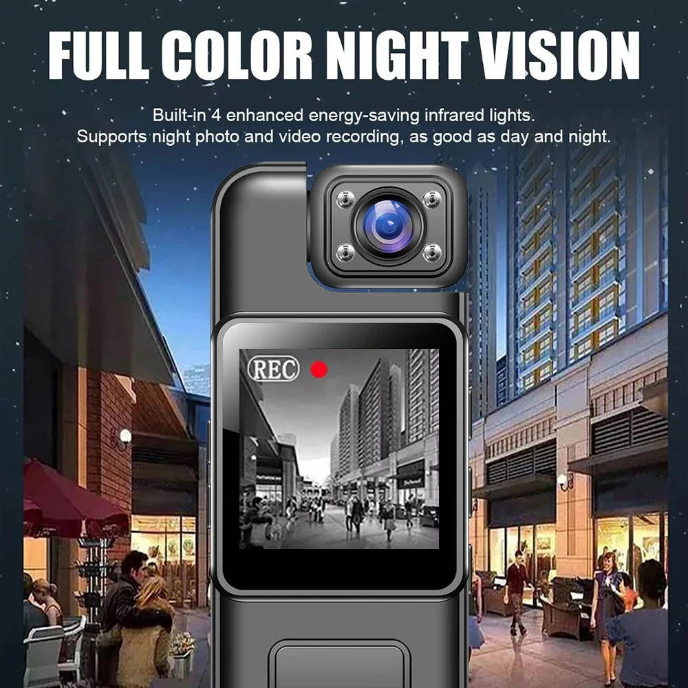 Body Camera 4K 180° Rotating Lens Infrared Night Vision