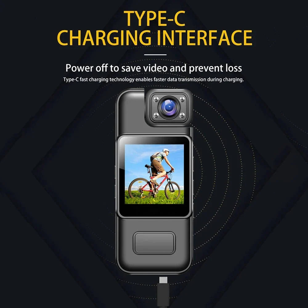 Body Camera 4K 180° Rotating Lens Infrared Night Vision