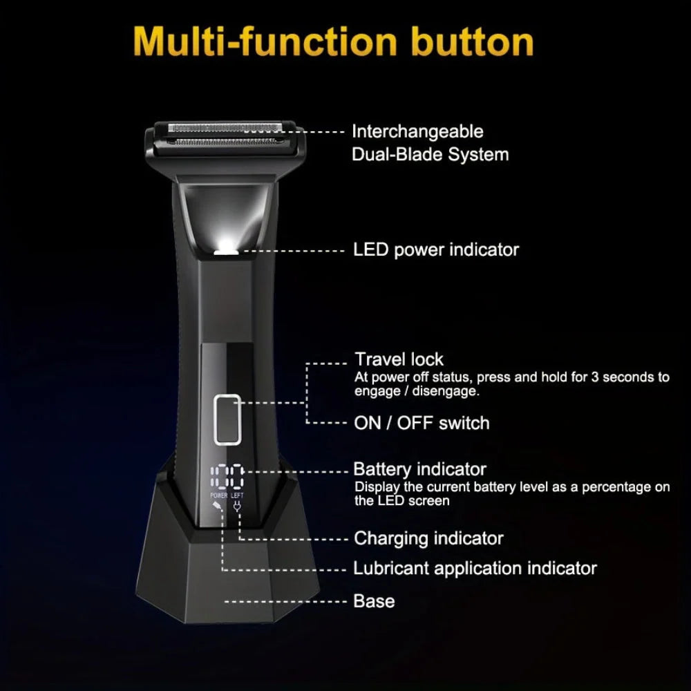 Body Hair Trimmer USB Rechargeable Cordless Travel-Friendly