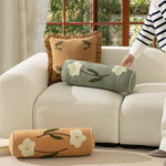 Bolster Pillow Neck & Lumbar Embroidered Floral Removable Cover