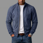 Bomber Jacket Faux Suede Stand-Up Collar Full Zip