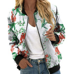 Bomber Jacket Lightweight Polyester Floral Print Relaxed Fit