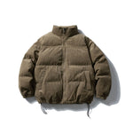 Bomber Jacket Padded Corduroy Quilted Stand-Up Collar