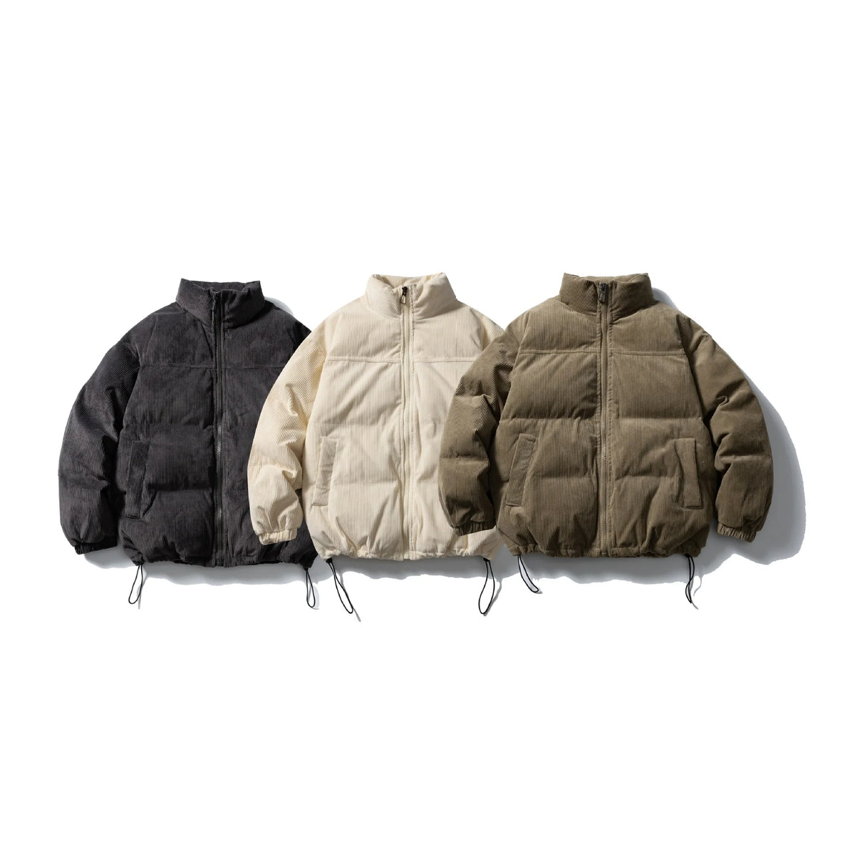 Bomber Jacket Padded Corduroy Quilted Stand-Up Collar