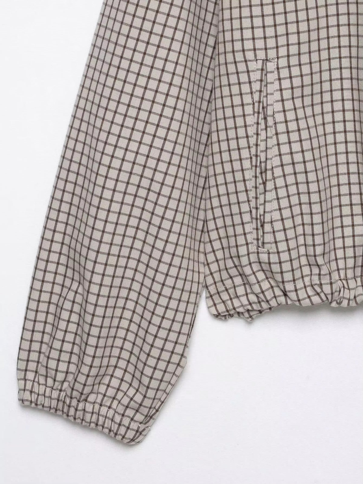 Bomber Jacket Plaid Cropped Full-Zip