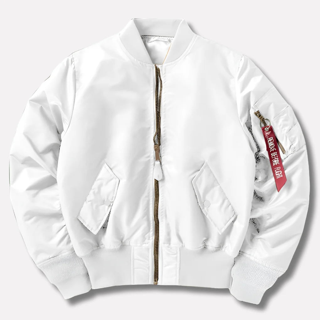 Bomber Jacket Wind-Resistant Padded Ribbed Trim