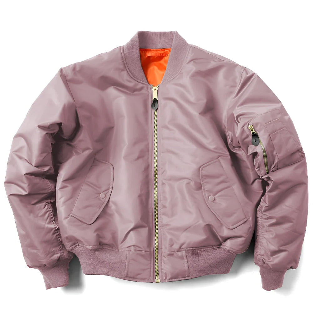 Bomber Jacket Wind-Resistant Padded Ribbed Trim