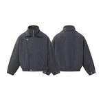 Bomber Jacket Wool Blend High Stand Collar Asymmetrical Closure
