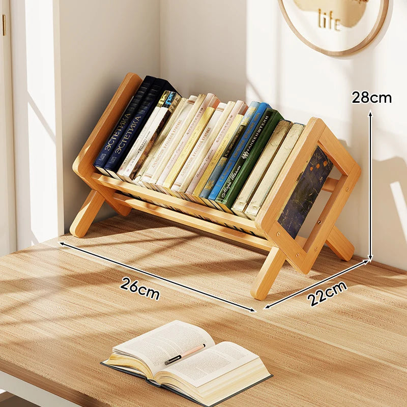 Book Display Rack Bamboo Folding A-Frame Legs Slanted Base