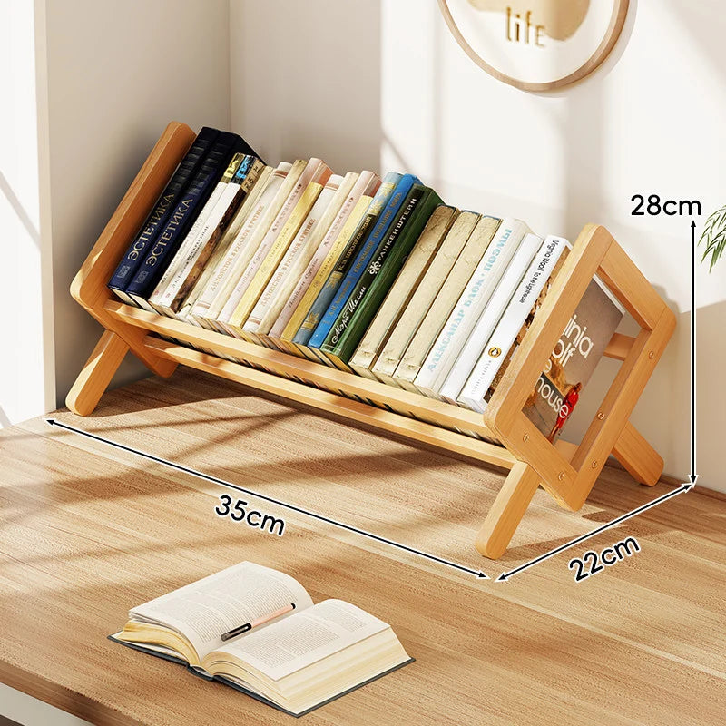 Book Display Rack Bamboo Folding A-Frame Legs Slanted Base