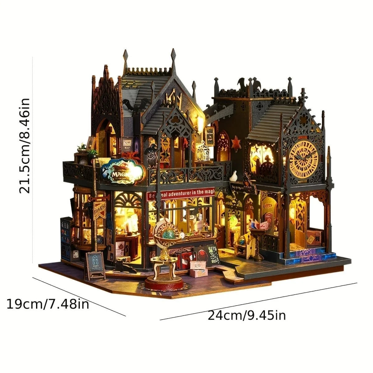 Book Nook Puzzle 3D Wooden LED Lighting Glue-Free Assembly