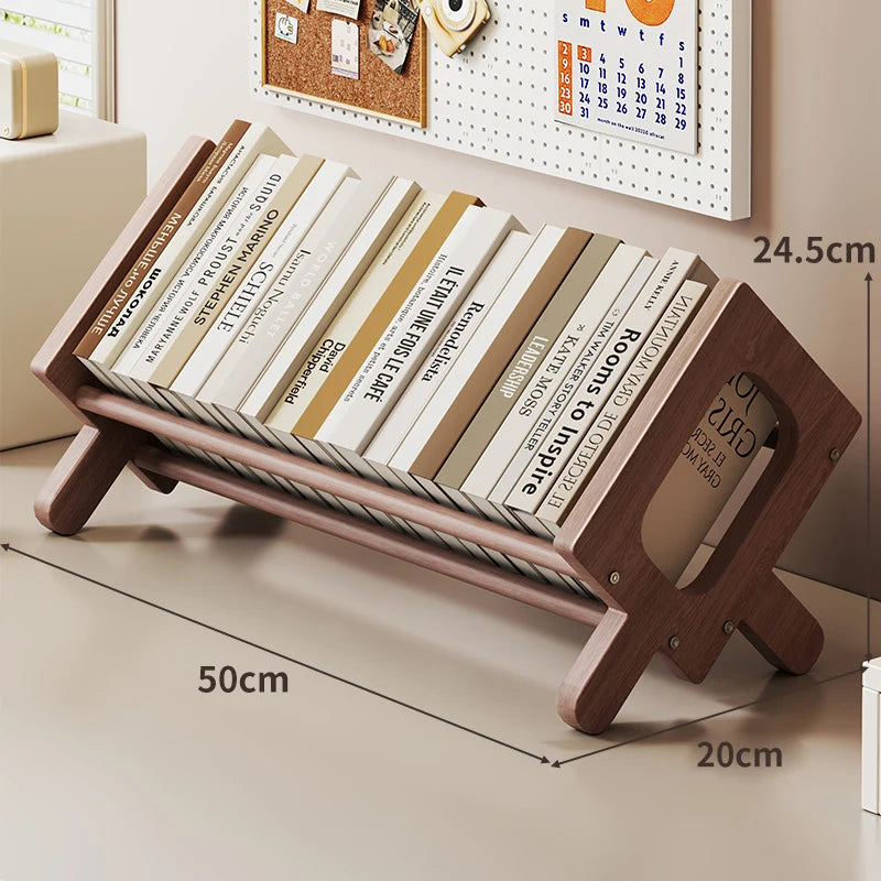 Book and Magazine Rack Bamboo Angled Display Non-Slip Rods