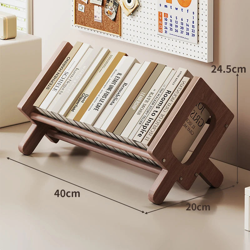 Book and Magazine Rack Bamboo Angled Display Non-Slip Rods