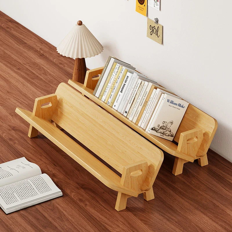 Book and Magazine Rack Bamboo Angled Display Non-Slip Rods