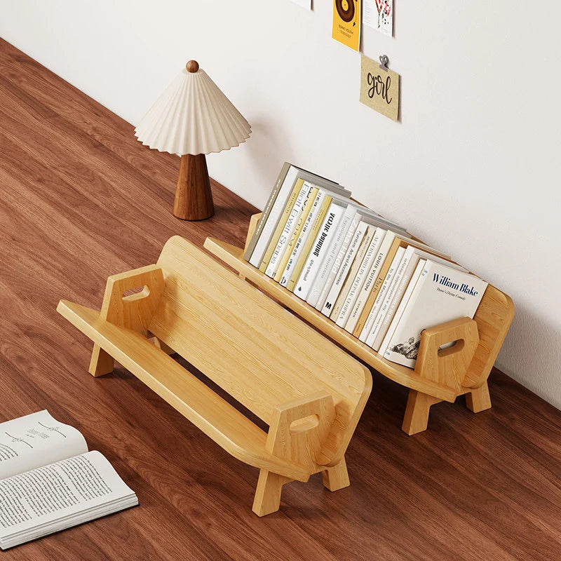 Book and Magazine Rack Bamboo Angled Display Non-Slip Rods