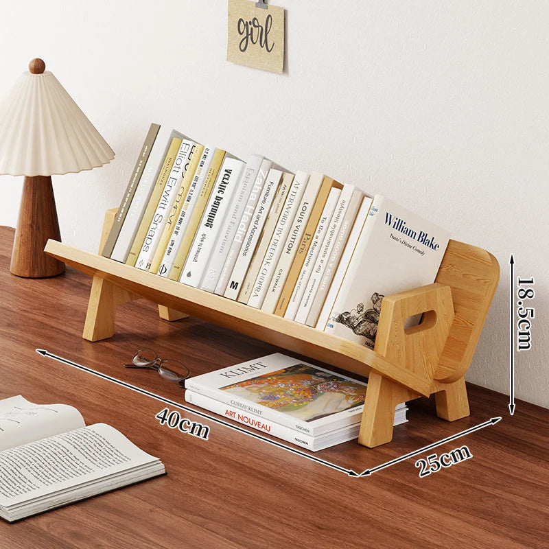 Book and Magazine Rack Bamboo Angled Display Non-Slip Rods