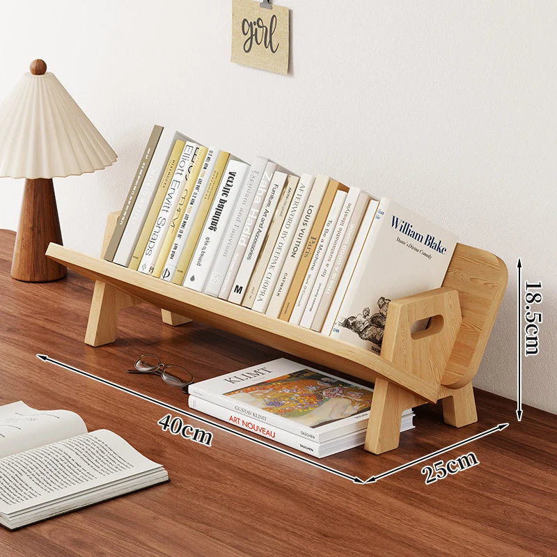Book and Magazine Rack Bamboo Angled Display Non-Slip Rods