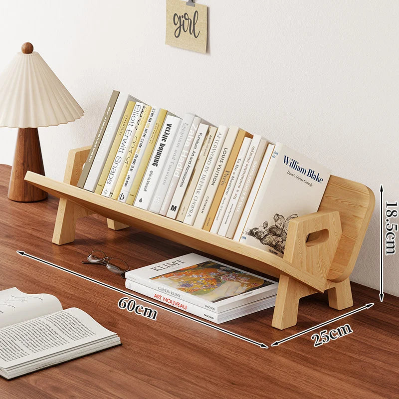 Book and Magazine Rack Bamboo Angled Display Non-Slip Rods