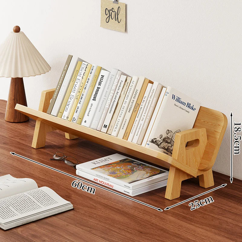 Book and Magazine Rack Bamboo Angled Display Non-Slip Rods