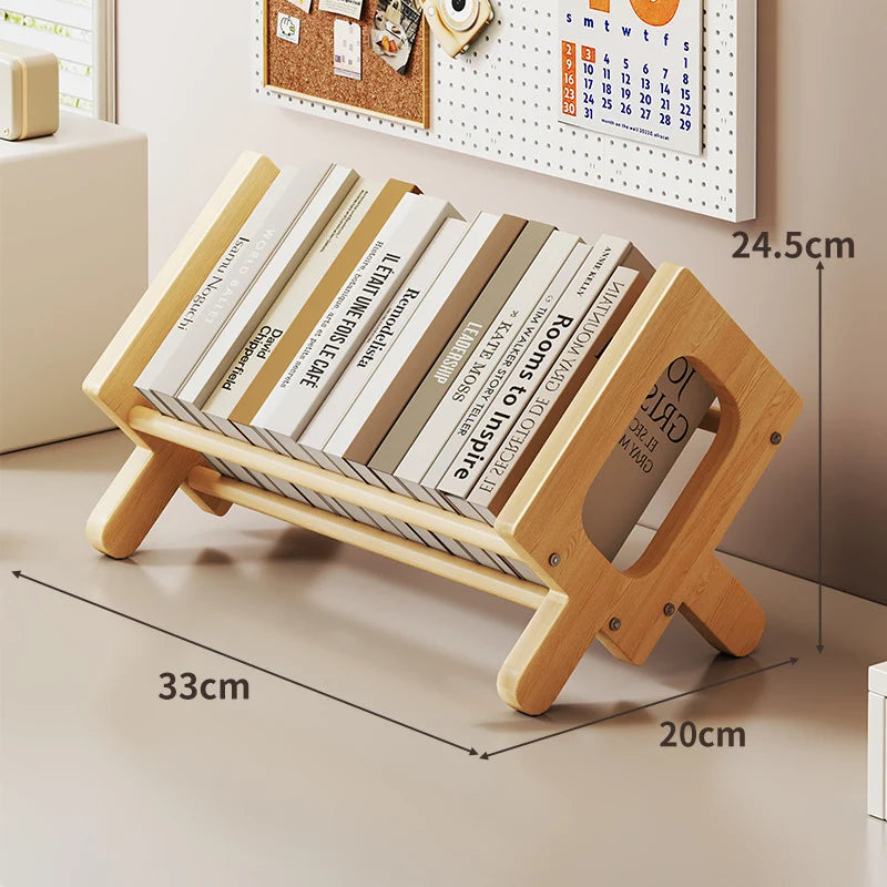 Book and Magazine Rack Bamboo Angled Display Non-Slip Rods