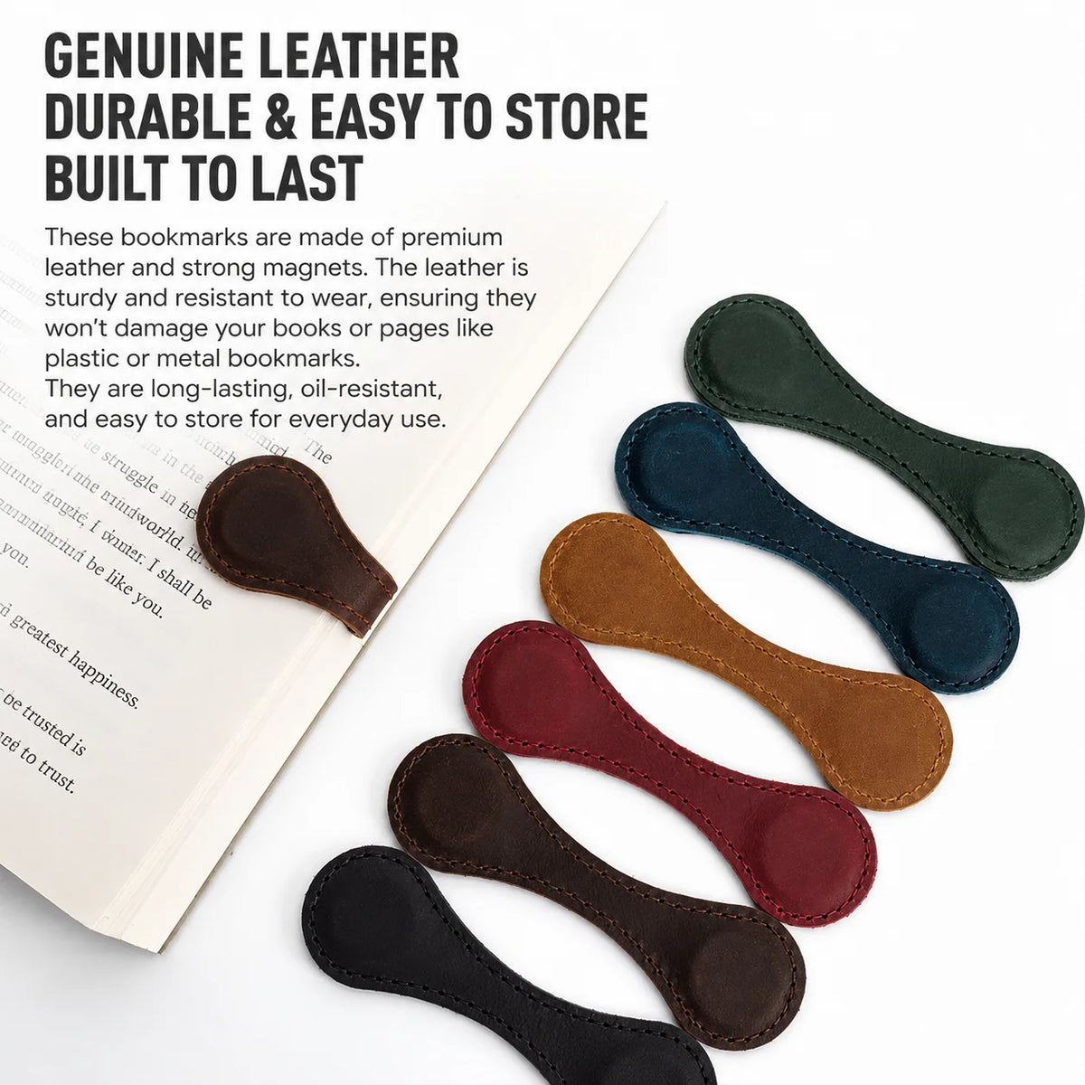 Bookmarks Genuine Leather Magnetic Set of 2