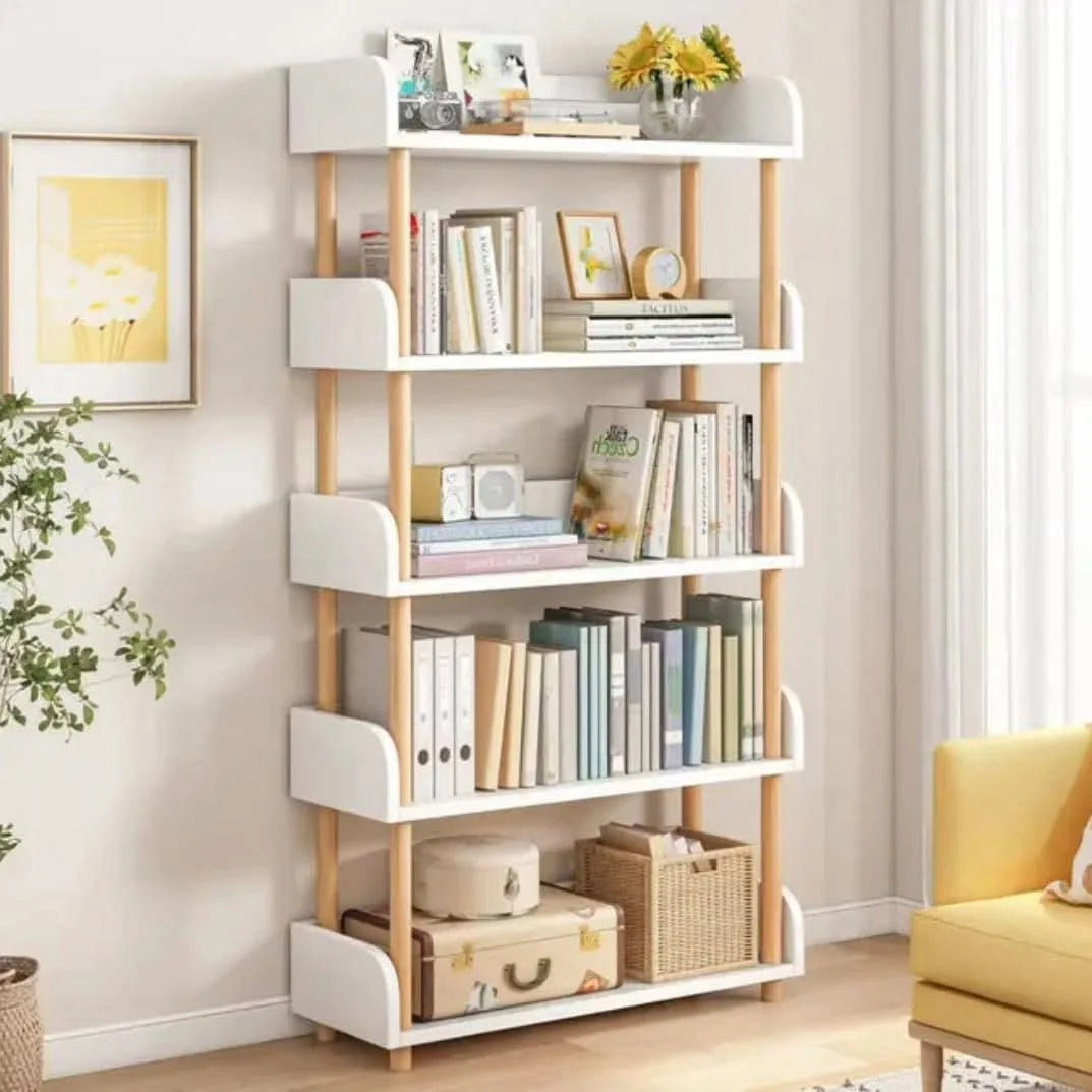 Bookshelf Bamboo Adjustable Shelves & Lower Drawer