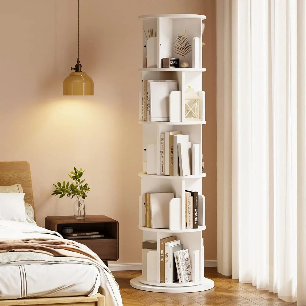 Bookshelf Organizer 5-Tier 20 Compartments Wheeled