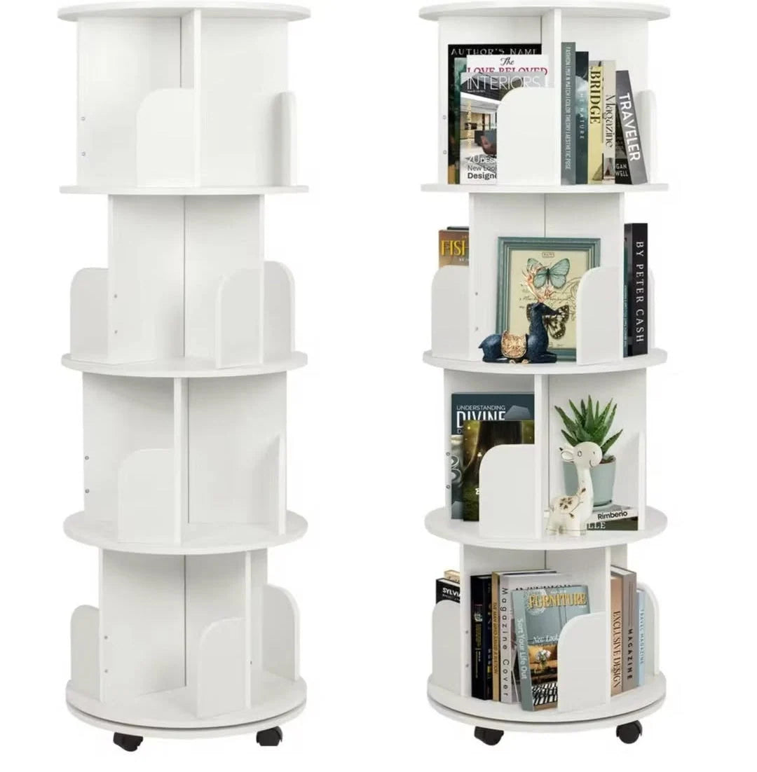 Bookshelf Organizer 5-Tier 20 Compartments Wheeled
