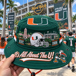 Boonie Hat Football-Inspired Embroidery Wide Brim Adjustable Chin Cord