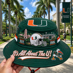 Boonie Hat Football-Inspired Embroidery Wide Brim Adjustable Chin Cord
