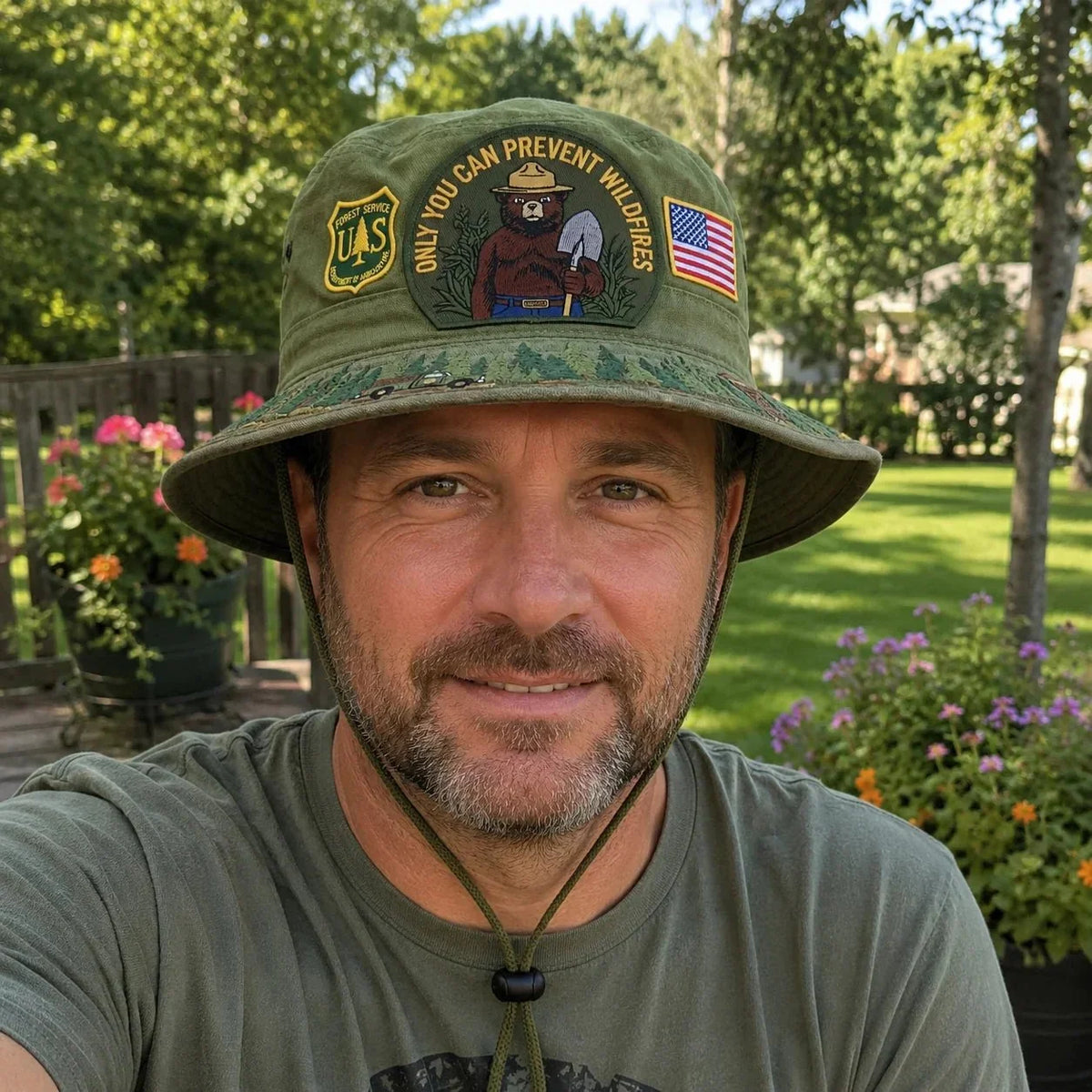 Boonie Hat Wide Brim Adjustable Chin Cord Breathable Fabric