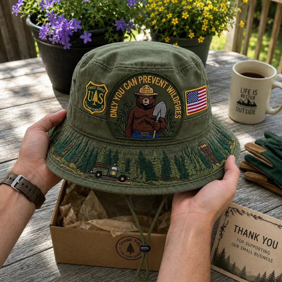 Boonie Hat Wide Brim Adjustable Chin Cord Breathable Fabric